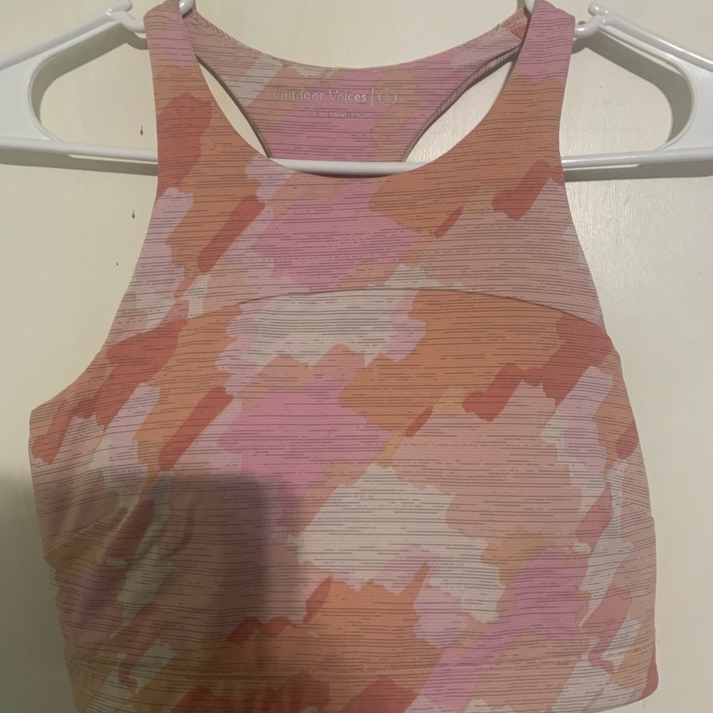 Outdoor Voices Pink & Peach Abstract Camo Racerback Top